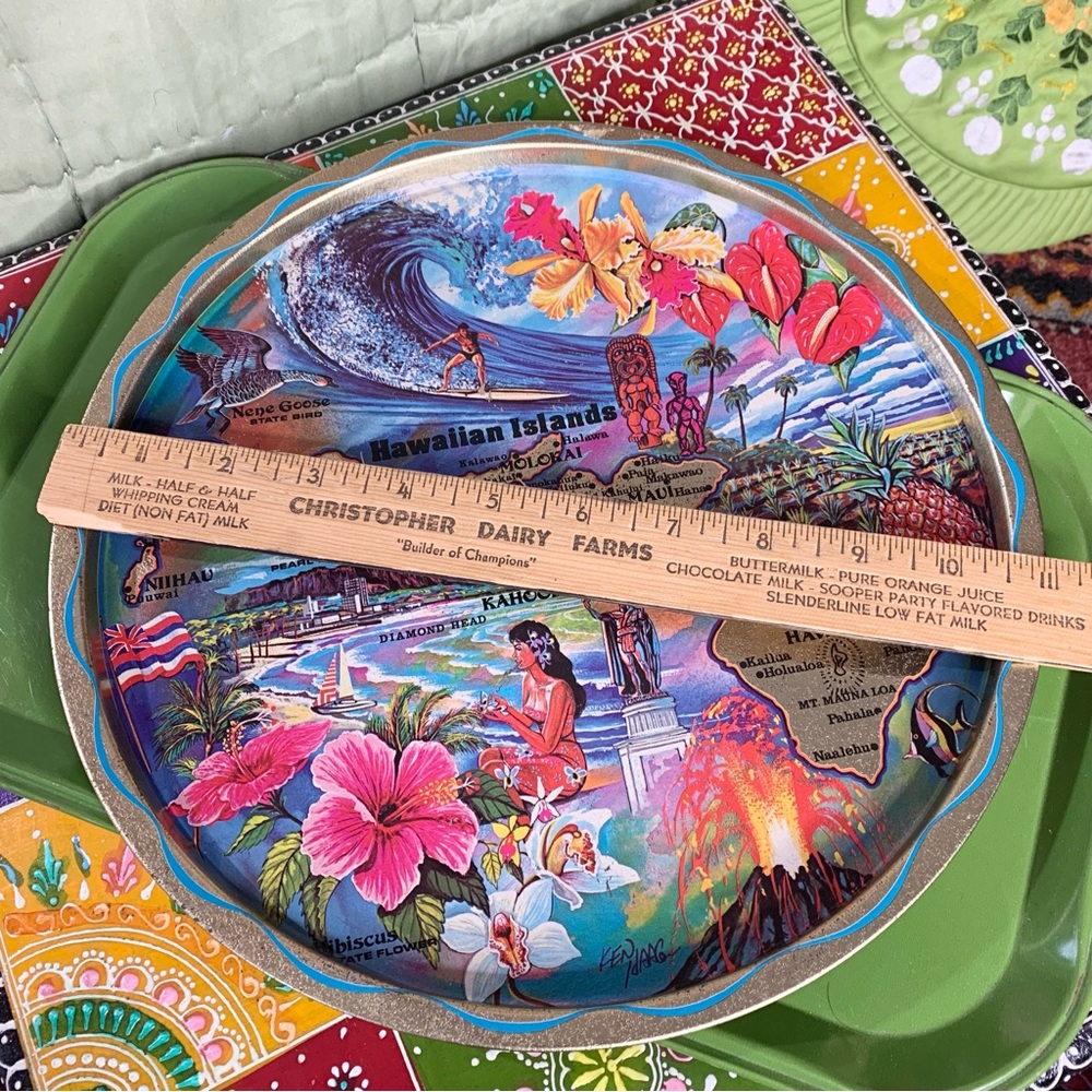 60s Hawaii Souvenir Metal Tray - Picture 4 of 5
